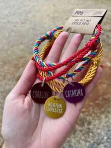 Adjustable Braided Rope Collar With ID Tag For Dogs And Cats - Gold - View 2