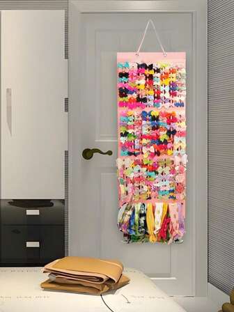 1 pieza Bolsa colgante de almacenamiento para accesorios para el cabello, puede colgar diademas/horquillas/lazos para el cabello/accesorios, fieltro de pared/aretes, material de fieltro, no se deforma fácilmente, bolsa colgante de almacenamiento de pared, adecuada para el dormitorio del hogar, excelente mano de obra, espaciado razonable