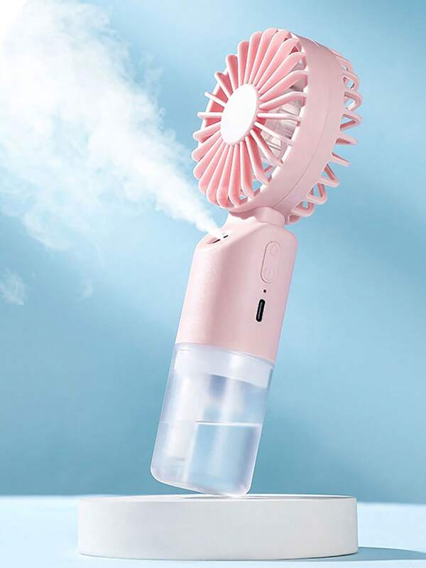 Mini ventilateur brumisateur portatif, ventilateur électrique portable, réglable à 2 vitesses, ventilateur de bureau pour l'été, humidification et rafraîchissement, convient pour l'intérieur/extérieur, camping, ventilateur rechargeable pour étudiant