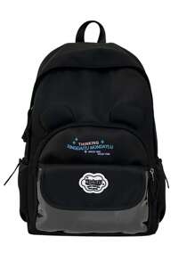 Mochila nueva de 2025 de nylon liso con forma de oso, mochila escolar, bolsa de viaje, mochila multifunción