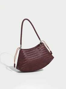 1 pezzo Borsa a spalla in pelle PU da donna, borsa a tracolla fatta a mano in stile vintage, stile