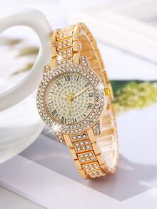 Quà tặng Ngày của Mẹ, Bộ trang sức đồng hồ nữ, Phong cách thanh lịch thường ngày, Thời trang tinh tế, Đồng hồ thạch anh mặt số đẹp, Dây chuyền mặt dây, Hoa tai, Nhẫn và Vòng tay, Thích hợp để đeo hàng ngày, Quà sinh nhật, Quà tựu trường, Lễ Tạ ơn và các dịp lãng mạn, Món quà hoàn hảo (Không bao gồm hộp quà) - Vàng - Xem 6