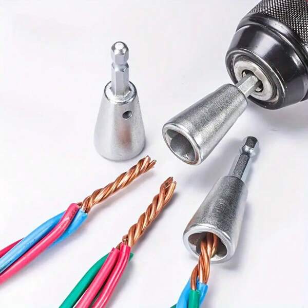 1 pieza, Herramienta automática para retorcer cables con vástago hexagonal de 6 mm, conector metálico rápido para taladro/atornillador - Kit esencial de retorcedor de cables paralelos para electricistas, conexión eléctrica