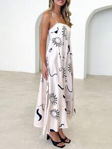Women Y2K Maxi Dress Smocked Spaghetti Strap Sleeveless Long Flowy Dress Boho Backless Aline Long Dress Summer Casual Beach Sun Dress - màu đen - Xem 4