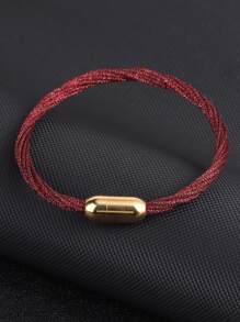 1pc Luxury Gold Color Stainless Steel Magnetic Buckle Bracelet Handmade Layers Bracelet For Women Girl Multicolor Weaven Steel Chain Bracelets Sports Leisure H656