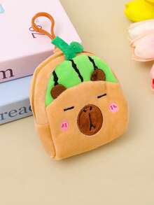 Cartoon Capybara Coin Purse, Plush Storage Bag With Turtle Degu Cute Backpack Pendant