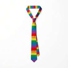Unisex Rainbow Tie Creative Fashion Colorful Tie Pride Month Party 8cm Narrow Adjustable Soft Hand Tied Men Necktie