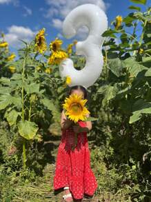 1 个 32 英寸粉色、蓝色、黑色、白色数字铝箔气球，适用于婴儿生日派对摄影、房间装饰、婴儿一岁生日气球