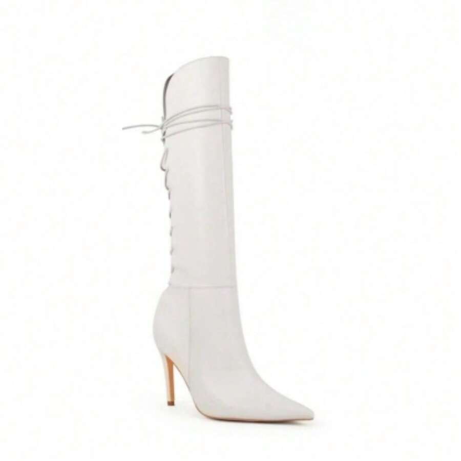 12cm Hollow Lace-Up Boots Summer Comfortable Cool Boots Back Zipper - White - View 1