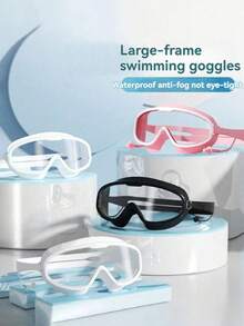 1 件大镜框防水防雾游泳镜，适合成年男女（使用前请撕掉保护膜），海滩必需品，海滩配件，泳池浮板