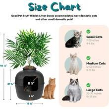 Good Pet Stuff, la Caja de Oculta, Plantas Artificiales y Caja de Cerrada para Gatos, Filtro ventilado y de Olor, fácil de Limpiar, Gamuza Negra - Gris - Ver 2