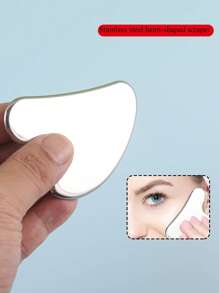 1 pièce Outil de massage Gua Sha en forme de cœur en acier inoxydable argenté, avec sac de transport, adapté pour un usage à domicile et en salon, lifting du visage, nettoyage des impuretés