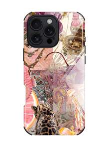 1 pieza Funda de teléfono de material suave TPU + PC 2 en 1, resistente a golpes, antideslizante, con estampado de flores vintage y estampado de leopardo, compatible con Apple 11/12/13/14/15/16/16 Plus/16 Pro/16 Pro Max