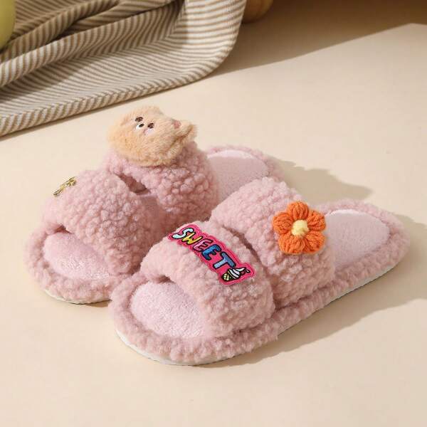 1 Pair Cute Animal & Bow Decor House Socks, Suitable For All Seasons