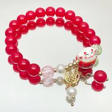 1pc Maneki-Neko Style Bracelet, Unique Forest Element Design Suitable For Daily Wear For Women, Perfect Gift For Family And Friends