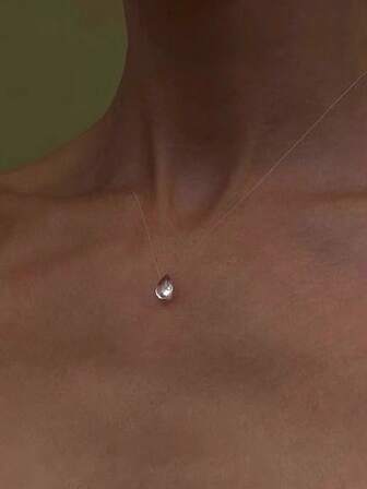 1 件时尚简约仿水滴露珠项链，适合女性任何场合