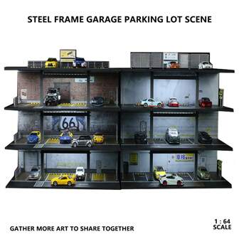GSF 1:64 Vier verdiepingen tellende stalen garageverlichtingsdiorama, display, verzameling en cadeau voor een parkeerplaats. Model van een autogarage.