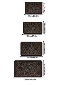Lu1pc,Xurious Vintage Dark Non-Slip Door Mat - Soft Thick Flannel With Foam, Machine Washable, Rectangular Floor Mat For Entryway, Kitchen, Living Room, Bedroom - Stylish Brown, Black & Multicolor Mosaic Design, Durable Polyester Materia