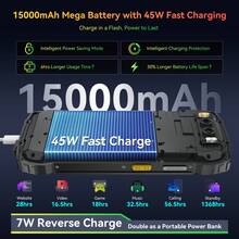 BV7300 Rugged Phone, 15000mAh/45W, Dual 800LM Camping Light, Night Vision Camera, 18GB+256GB/2TB Rugged Smartphone Unlocked Gemini AI, 50MP+32MP+20MP, 6.67" 90Hz, Android 14/Glove Mode/NFC - 查看 6