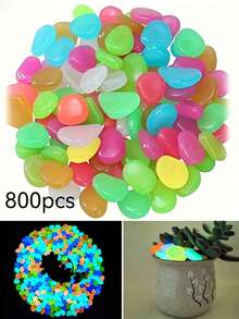 200/500 قطعة من الحجارة المضيئة في الظلام لديكور الحديقة، ديكور المناظر الطبيعية المصغرة والأحواض المائية، حجارة ممر الحديقة والفناء والمسار، حجارة زخرفية مضيئة DIY (حجارة مضيئة مصغرة 0.6-0.8 سم) - متعدد الألوان - مشاهدة 15