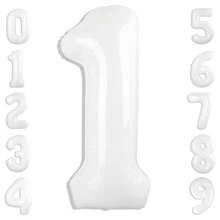 1 个 32 英寸粉色、蓝色、黑色、白色数字铝箔气球，适用于婴儿生日派对摄影、房间装饰、婴儿一岁生日气球