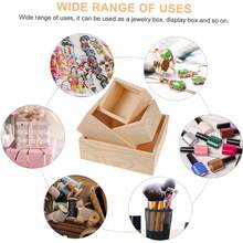 4PCS Unfinished Wooden Boxes, Square Wooden Box Storage Organizers For DIY Crafts, Collectibles, Treasures, Succulents, Desktop Drawer Decorations, Small Flower Pots - Multicolor - View 7