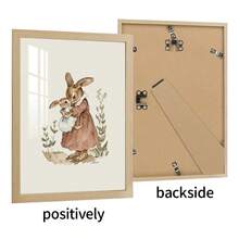 1 件可选框架帆布墙面艺术海报，可爱兔子妈妈和宝宝印刷海报，复古卡通动物艺术风格，适合育儿室、卧室、理想的墙壁家居装饰艺术海报复活节礼物