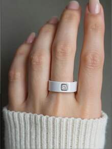 6mm White/Black Ceramic Rings Plus Cubic Zirconia For Women Comfort Fit Engagement Wedding Band Size 5-122025 - White - View 5