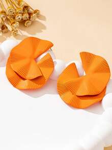 1 Pair Fashionable Versatile Geometric Metal Stud Earrings, Suitable For Women's Daily Wear - Orange - View 3