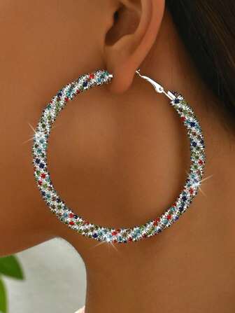 1 Pair Handmade Crystal Embellished Formal Evening Earrings