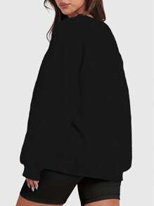 Speed mate Women's Oversized Drop Shoulder Sweatshirt - Solid Color Long Sleeve Crewneck Pullover Top For Fall Winter | Casual Loose Fit Sporty Sweatshirts