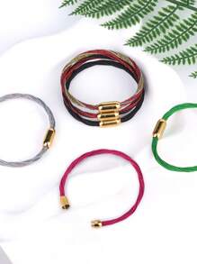 1pc Luxury Gold Color Stainless Steel Magnetic Buckle Bracelet Handmade Layers Bracelet For Women Girl Multicolor Weaven Steel Chain Bracelets Sports Leisure H656