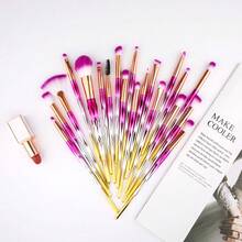 20pcs Diamond Makeup Brushes Set Glitter Eye Shadow Eyeliner Eyebrow Lip Nose Foundation Powder Makeup Brushes Sets Cosmetic Tools For Daily Makeup Or Christmas Gift Multicolor - Yellow - View 3