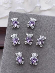 10/20 件 3D 精致银色星球蝴蝶结心形指甲饰春夏闪亮紫色水钻美甲装饰合金星月蝴蝶熊 DIY 美甲宝石适用于亚克力压模指甲手机壳鞋子衣服包包美甲用品指甲饰 - 彩色 - 查看 12