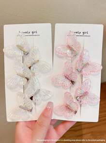 10 Stücke Haarschmuck für Damen, süße Schmetterling & Entenschnabel Clips, transparent pink, vielseitige Seitenpony Clips, bunte Schmetterling Haarclips für Mädchen, geeignet für den täglichen Gebrauch, Haarklammern, Haarspangen, flache Klemmclips
