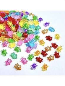 100/300/500 Pieces Of Mini Turtles, Mini Turtle Statues, Mini Resin Marine Animal Sparkling Turtle Statues, Suitable For DIY Garden Sculpture, Dollhouse, Aquarium Decoration, Cartoon Colored DIY Accessories, Aquarium Turtle Models, Turtle Nail Accessories For Marine Animals. Small Gifts For Birthday Parties And Weddings [Pay Attention To Size, They Are Microscopic] - Multicolor - View 3