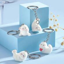 Chaveiro fofo de cachorrinho para bolsas, ideal para mulheres, homens, meninas e senhoras. Chaveiro estiloso com animais, perfeito para donos de cães ou amantes de animais. Chaveiro de liga metálica para casais, ideal para bolsas, chaves, celulares, mochilas, chaves de carro e carteiras. Ótimo presente de aniversário para amigos, para você mesmo, para namorado(a), para o Natal, para presentear professores e irmãs. - Branco - Ver 11