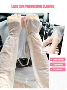 A Pair Of Summer Lace Sun Protection Sleeves, Soft Texture, Breathable And Sweat-Wicking, Beautiful Sun Protection Ice Silk Sleeves, Suitable For Outdoor Travel, Sports, Cycling, Driving, Etc.