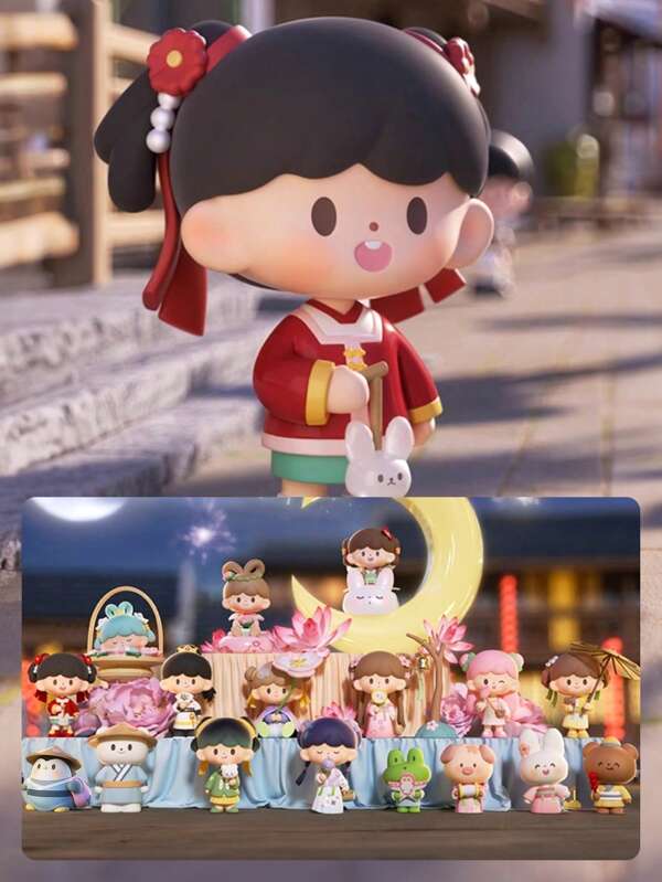 1pc Random Anime Style Ancient Traditional Figurine Blind Box/Bag, PVC & ABS Material, Cute Desk Decor Combining Ancient Traditional Style & Anime Characters, Beautiful Gift For Friends & Family As Collectible, Random Design