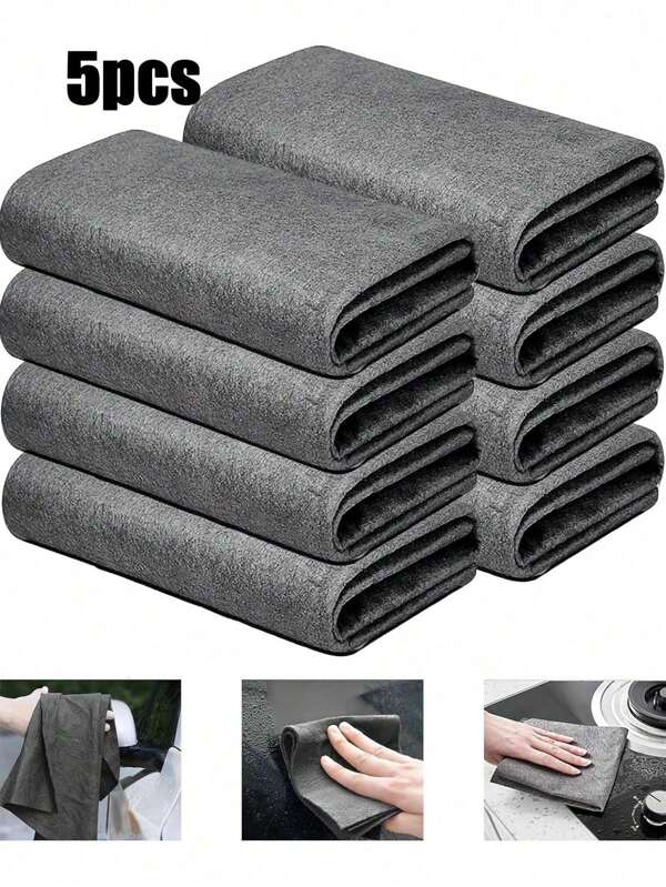 5pcs Magic Cloths For Cleaning Without Leaving Marks, Special Cloth For Cleaning Mirror Objects Without Water, Gray Glass Towel(20*25cm)