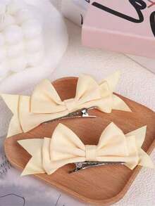 4个/2个手工蝴蝶结发夹，双马尾夹，女士礼物，发饰，冬季，头部饰品，女士发饰 - 粉色 - 查看 17