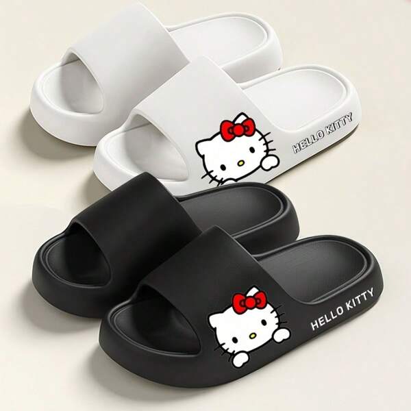 1 Paar, Sanrio Hello Kitty Cartoon Muster Hausschuhe mit weicher Sohle, EVA Material Badezimmer Rutschfeste Hausschuhe für Innen, Outdoor Strandschuhe