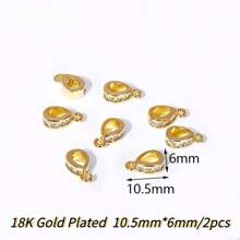 2 stuks 18K verguld messing metalen inleg zirkonia scharnierende hanger enhancer borgsluitingen DIY sieraden maken accessoires