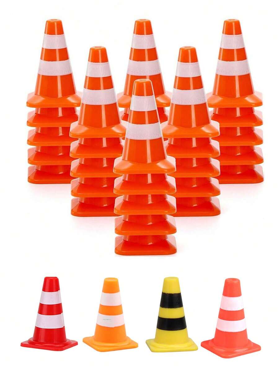 10/20 piezas Mini conos de tráfico, Conos de tráfico en miniatura, Mini señales de tráfico, Barreras, Barreras de escena de tráfico, Conos de tráfico pequeños para fútbol, Adecuados para caja de arena, Ingeniería, Construcción, Juegos de rol, Conos, Fiesta con tema de construcción, Fútbol, Conos para actividades deportivas con tema de construcción de uso múltiple - Multicolor - Ver 1