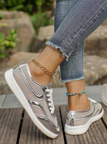 Lightweight Comfortable Lace-Up Athletic Shoes For Teens, Casual Outdoor Activities Shoes, Breathable Mesh For Students