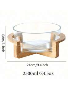 1 件装玻璃果盘带竹底，客厅小吃盘，家用水果碗，沙拉碗，餐厅自助餐碗，适用于家庭、餐厅和酒店、厨房、圣诞礼物