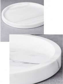 1 Khay trang điểm silicon cao cấp họa tiết vân đá cẩm thạch - Chống trượt, thích hợp để đựng mỹ phẩm/đồ chăm sóc da, giá đỡ trưng bày di động, kiểu dáng thời trang, có thể dùng để đựng nến và trang trí nhà theo phong cách Bắc Âu. - trắng - Xem 7