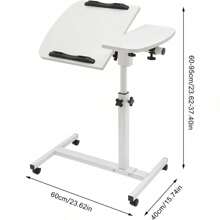 Angle & Height Adjustable Rolling Table Desk,Laptop Notebook Stand Tiltable Tabletop Desk For Home,Office,White