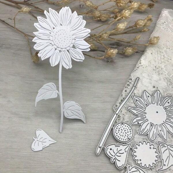Silver-Gray Metallic Fantasy Themed Cutting Dies, New For Scrapbooking Paper Crafts, Sunflower Decoration,Back To School,School Supplies