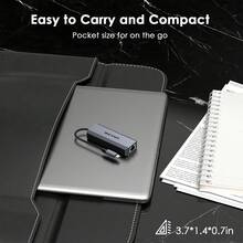 1个USB转以太网适配器，95W PD输入，USB-C接口，RJ45 10/100/1000Mbps/2.5G/5Gbps，即插即用，便携式，铝制外壳，兼容Thunderbolt 5/4/3，适用于笔记本电脑/台式机/平板电脑